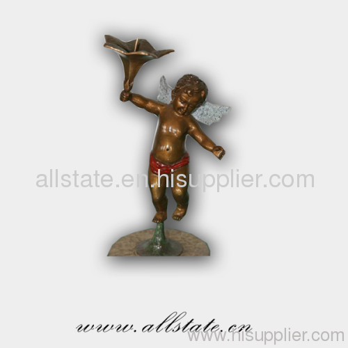 Bronze Cupid sculpture with bow and arrow