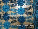 51"/52" Blue Embroidered Lace Fabric Stretch For Ladies Dress