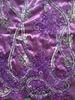 Purple Dribbling Sequin Embroidered Fabric Shining For Evening Dress