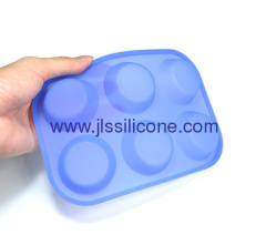 6 cavities round shaped silicone bakeware cake baking molds
