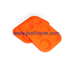 6 cavities round shaped silicone bakeware cake baking molds