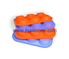 6 cavities round shaped silicone bakeware cake baking molds