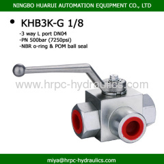 high pressure 3 way L/T port 1/8 inch carbon steel ball valves bsp female thread hydraulic pipe