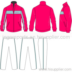 OEM Zipped Jogging Suit Track Tops , Long Trousers Sportswear With Custom Printing Logos