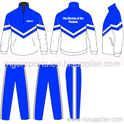 Blue / White Children 4 - 16 Silk Screen Printing Tracksuits Sportswear Half Jacket Zip