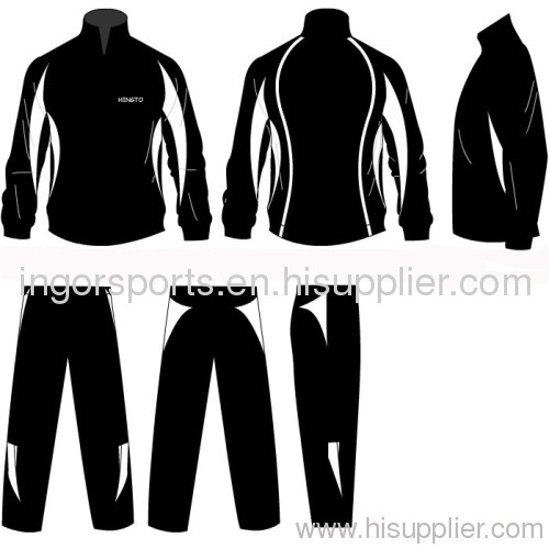 Black / White Adult Poly Cotton Football Tracksuits Sportswear Embroidery Printing