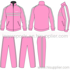 Women Pink / White Casual Tracksuits Sportswear Full Jacket Zip With Your Team Name