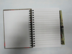 A6 6 subject college ruled hardcover spiral notepad/notebook with pen set