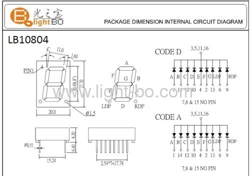 Comum cátodo 0.8inch super vermelho 7 segmento levou display único dígito para painel de instrumentos