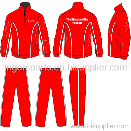 Red 4 - 16 Children Embroidery Printing Zipped Pants Pocket Tracksuits Sportswear