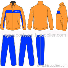 Youth Yellow / Blue Polyester Custom Printing Logos Tracksuits Sports Wear