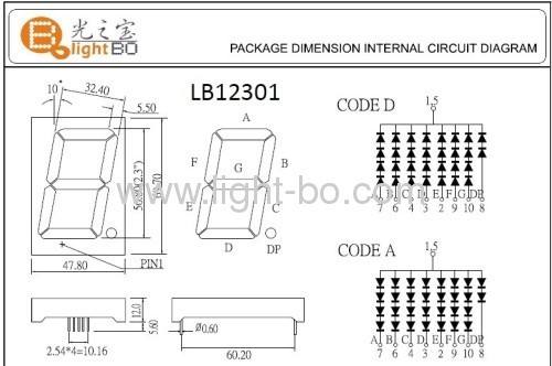 2.3 inches common anode super bright red 7 segment led displays