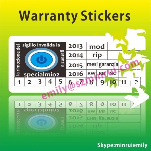 Custom Warranty Tamper Evident Stickers with Dates and Custom Logo and Comany Name,Warranty Destructible Vinyl Labels