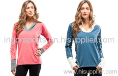 Pullover Hoodie Long Sleeves Light Weight Womens Fitness Wear Side Pocket