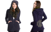 Lined Hood Bell Sleeves Front Pockets Side Slits Womens Fitness Wear For Ladies