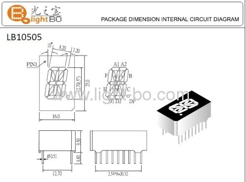 Màn hình LED chữ số 16 đoạn 0,5" siêu sáng màu đỏ