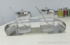 Exquisite stainless steel cruet set glass container
