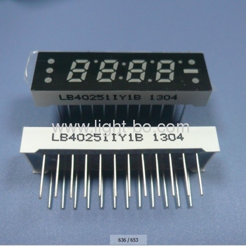 Super bright amber 0.25 inch 4 digit 7 segment led clock display common anode