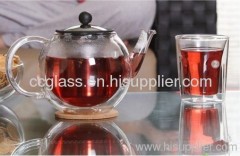 Hand Made Insulated Double Wall Glass Tea Pots Coffee Pots