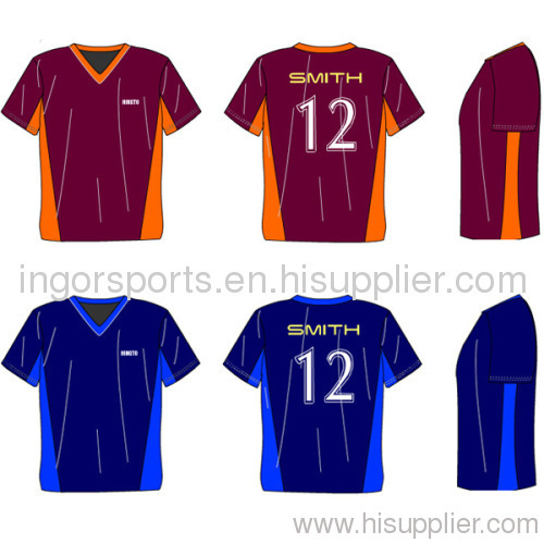 Maroon / Navy Blue Odm Youth Soccer Shirts With Clima, Sublimation Football Team Jersey