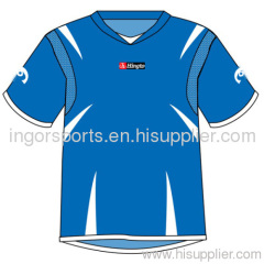 Men's Soccer Spirit Wear Blue Shirts and Shorts Sublimation Printing Sportswear