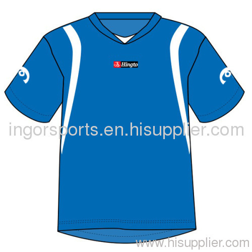 Blue Sublimated Soccer Jerseys and Shorts Football Uniforms Silk Screen Printing