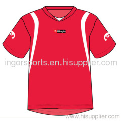 Football Team Uniforms Jerseys And Shorts Red Color Sublimated Soccer Polyester Sportswear