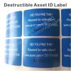 Custom Printing Blue Address Labels,Tamper Evident Asset ID Sticker, Destructible Eggskin Vinyl Labels on Rolls