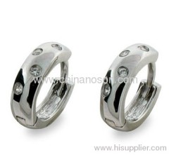 Tiffany Inspired Sterling Silver Etoile Cubic Zirconia Huggy Earrings