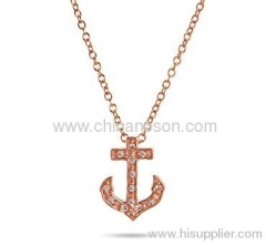 Tiffany Inspired Rose Gold CZ Petite Anchor Pendant