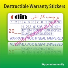 warranty labels with years Months Days