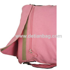 Hot sell fashionable pink canvas messenger bag for women
