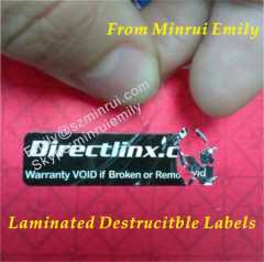 Custom Laminated Destructible Vinyl Labels,Gloss Finished Destructive Labels,Laminated Fragile Labels