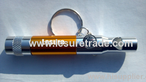 Multifunction led torch keychain with whistle and compass