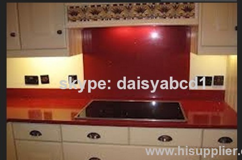 Red quartz kitchen countertop