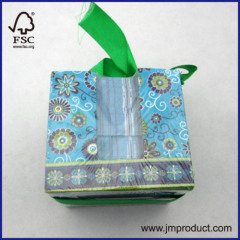 Christmas memo cube with silk ribbon