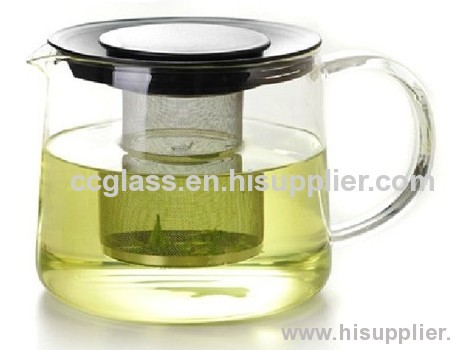 Borosilicate Hand Blown Glass Tea Pots With Stainless Steel Tea Strainer