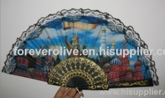 New Retro Spanish Folding Hand Fan Decorative Design Chrysanthemum Flowers With Lace, YFK659B