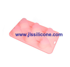 pink 6 cavity heart silicone bakeware molds