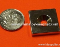 Neodymium Magnets 3/4 in x 3/4 in x 1/8 in with Countersunk Hole