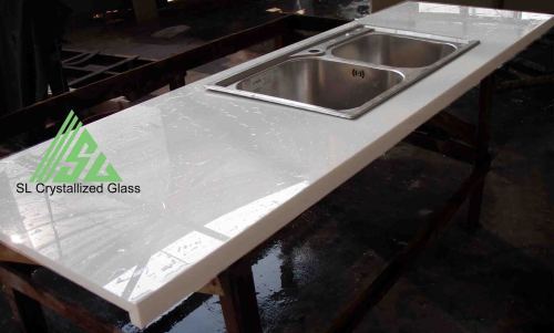 Crystal white crystallized glass kitchen top