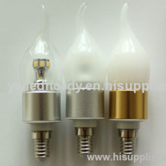 Led candle bulb E14-CA3712A-6WA 6w 470LM-550LM E14 base conductivity aluminum+glass cover milky white