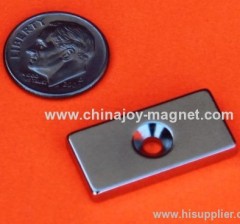 Countersunk Hole N45 Bar Magnet 1 in x 1/2 in x 1/8 in