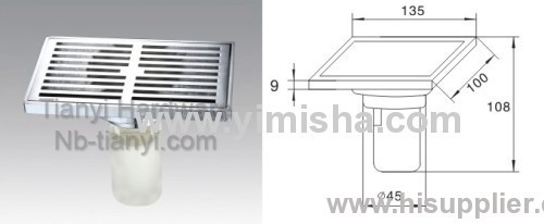 YIMISHA Brass Chrome Plated High Siphon Floor Drain