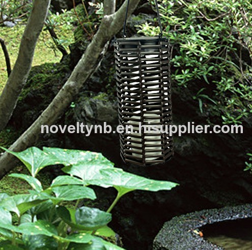 solar hanging lanter garden light with rattan plaited articles