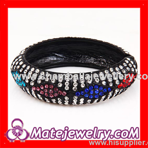 2013 new colorful geometry pattern pave crystal bangle bracelets