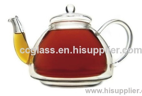 Double Wall Insulated Glass Tea Pot Coffee Pot