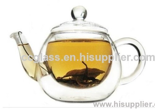 Wholesales Elegant Hand Blown Double Wall Glass Tea Pots Coffee Pots