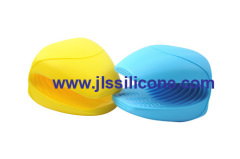 The light blue silicone oven mitts glove and heat resistant pot holder