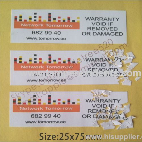 Eggshell Paper Warranty Security Sticker